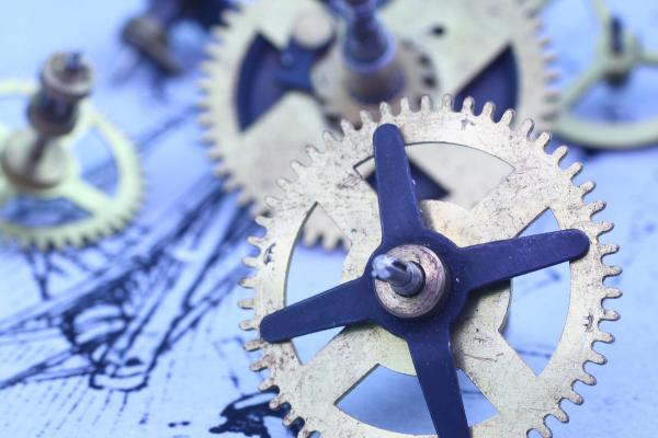 Gears on a blueprint